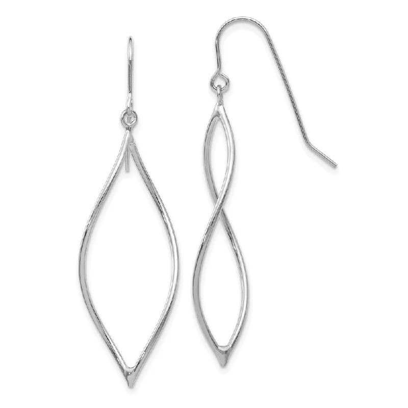 Women's earrings sleek-twist-14k White Gold Twisted Oblong Dangle Earrings