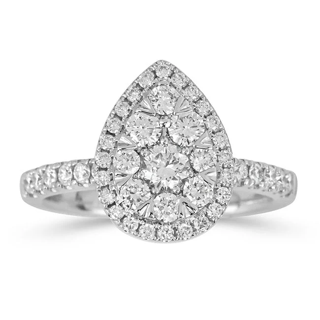 Women's engagement rings elegant-keepsake-EcoLove 1 CTW Lab Grown Diamond Cluster Engagement Ring in 10KT White Gold