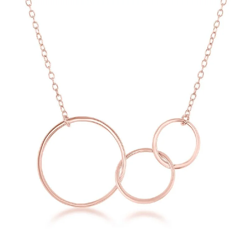 Women's necklaces coral-glow-Sterling Silver Rose GP Graduating Open Circle Necklace