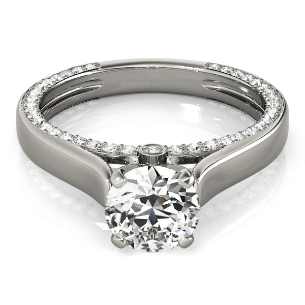 Women's engagement rings sculpted-chic-Estella Round Diamond Solitaire Engagement Ring