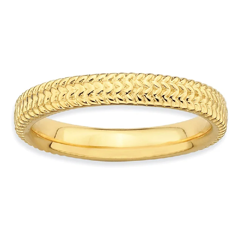 Women's rings vivid-stone-3.25mm 14k Yellow Gold Plated Sterling Silver Stackable Band