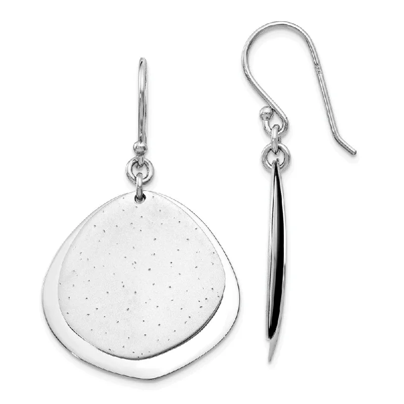 Women's earrings simple-gem-25mm Polished and Stippled Finish Dangle Earrings in Sterling Silver