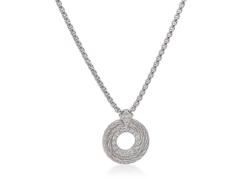 Women's necklaces shimmering-chic-ALOR Grey Chain & Cable Round Necklace with 14kt Gold & Diamonds