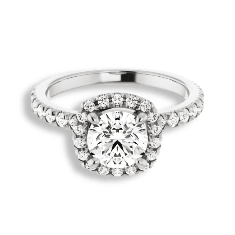 Women's engagement rings antique-halo-Round Diamond Halo Engagement Ring