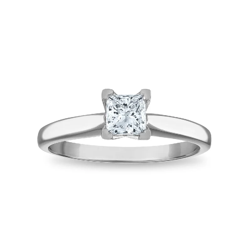 Women's engagement rings vintage-sparkle-Signature Certificate EcoLove 1/2 CTW Princess Cut Lab Grown Diamond Solitaire Engagement Ring in 14KT White Gold